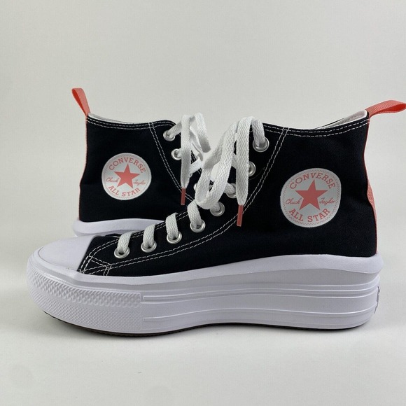Converse All Star Move Hi Platform Sneakers Black/Pink Kids Size 6 Brand New - Picture 1 of 16